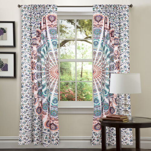 Mandala Peacock Curtain Wall Hanging Bohemian Curtain Window Cotton Door Valance 