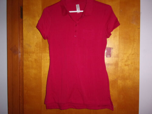 Details about  / NEW LADY/'S NO BOUNDARIES CLASSIC  RED 5 BUTTON SHORT SLEEVE POLO COTTON  SHIRT