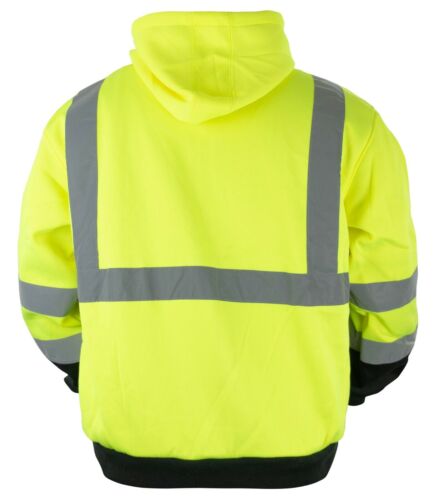 Lime Green/Black Hi-Visibility Safety Thermal Zippered Hoodie 