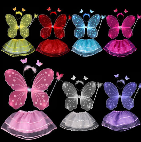Costume Fairy Butterfly Skirt Wings 4 Pieces Fairy Carnival Girl