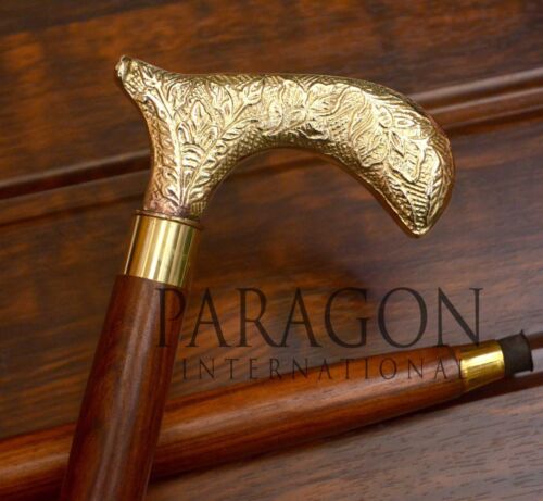 Details about  / Brass Designer Victorian Handle Wooden Walking Cane Antique Style Stick