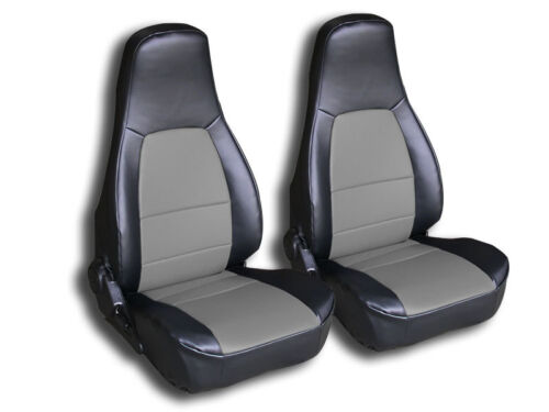 MAZDA MIATA 1990-2000 BLACK//GREY IGGEE S.LEATHER CUSTOM FIT FRONT SEAT COVER