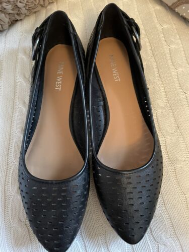Details about  / NINE WEST Women’s Black  Leather Pointed Toe Slip On Flats Size 8M “tansy”