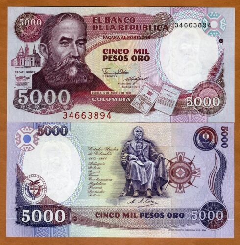 P-435a 1987 Pesos 5,000 Colombia 5000 UNC