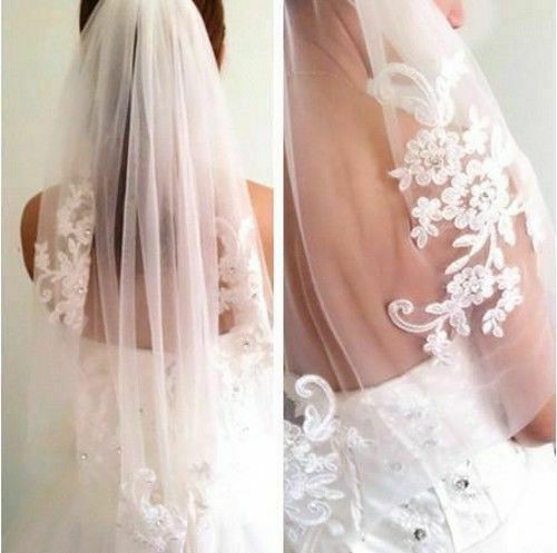 NEW White//Ivory Lace Wedding Veil Short Bridal Veil Bridal Accessories With Comb