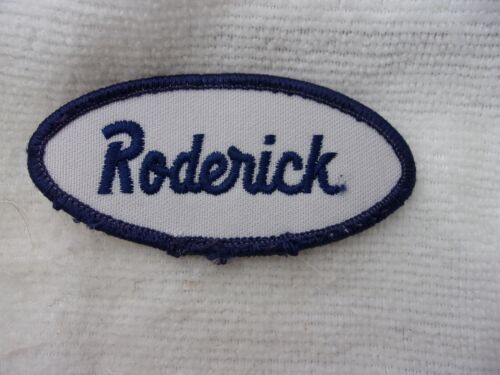 RODERICK USED EMBROIDERED VINTAGE SEW ON NAME PATCH TAG ASSORTED COLORS