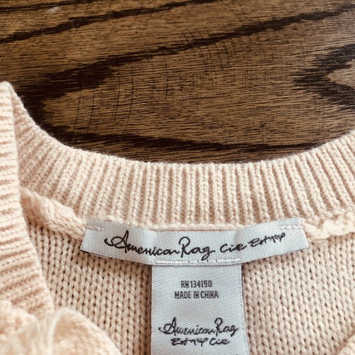 AMERICAN RAG Sweater ENGLISH BLUSH Ruffle Cold Shoulder HI-LO MSRP $49 NEW!