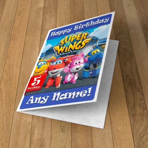 SUPER WINGS Personalised Birthday Card for Kids Boys Girls Daughter Son Grandson 