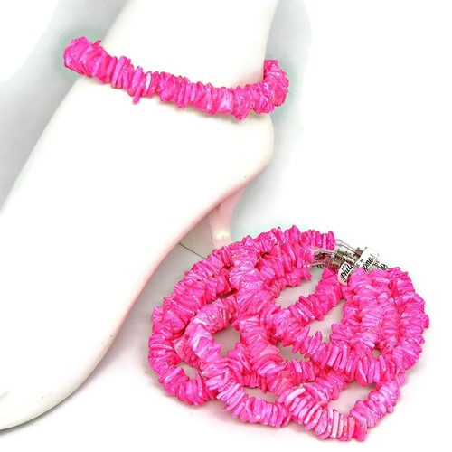 Anklet or Bracelet Surfer SUP Puka Shell PINK Square Cut Hawaiian BoHo