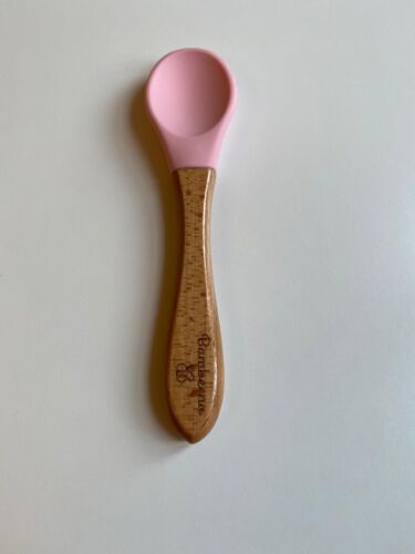 Bamboo Baby Feeding Spoons with Silicone Tips for Toddlers Pink