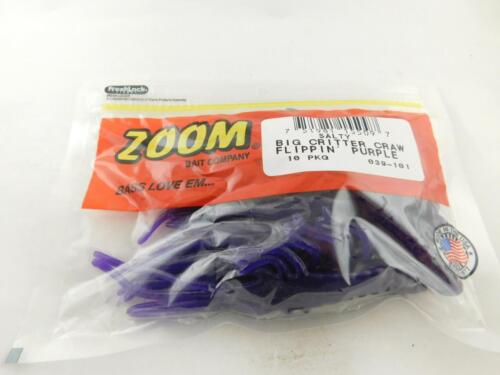 Zoom Salty Big Critter Craw Flippin Purple Bait New 10 Pack