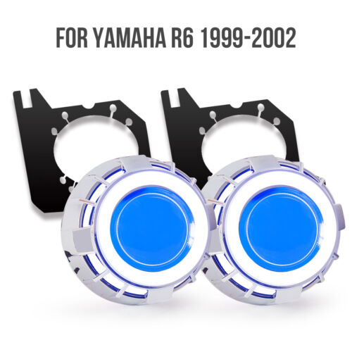 KT Angel Eye HID Projector Lens for Yamaha YZF R6 1999 00 01 2002 Headlight Blue 