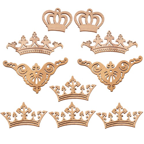 10 rebanadas mini sin pintar natural huecas corona madera formas adornar
