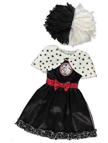 BNWT Girls George Disney Cruella De Vil Fancy Dress Costume /& Wig 7 8 9 10 11 12