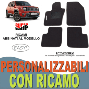 TAPPETI AUTO SU MISURA PER JEEP RENEGADE MOQUETTE CON FONDO GOMMA RICAMO EASY