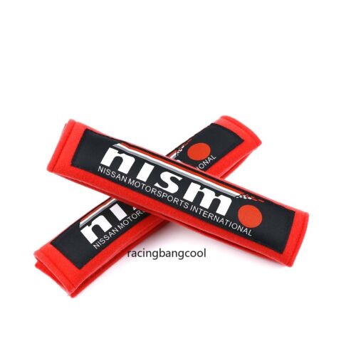 JDM Red Seat Belt Cover Shoulder Pads Pairs with Nismo Embroidery Racing Logo
