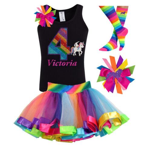 Bubblegum Divas Unicorn Shirt Girls 4th Birthday Rainbow Party Personalized Gift
