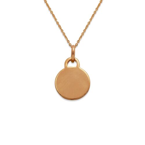 Engravable Circle Necklace Pendant 14K Solid Yellow White Rose Gold Italy