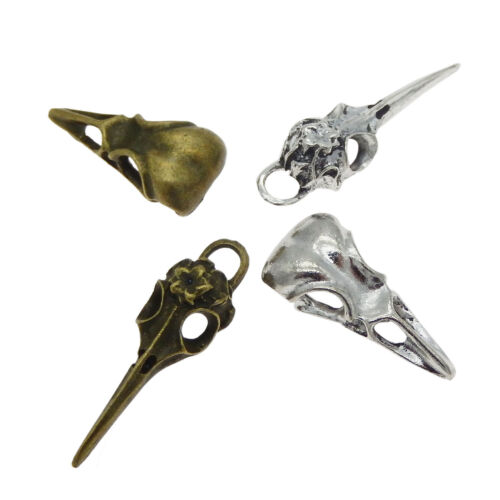 12pcs Alloy Steampunk Raven Bird Bird Skulls Jewelry Pendants Charms Craft 53578
