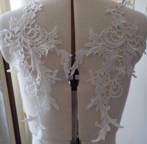 a pair cotton ivory floral lace appliques bridal bolero lace motif sold Per pair 