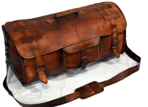 Leather handmade travel luggage vintage overnight weekend duffel Gym Bag 