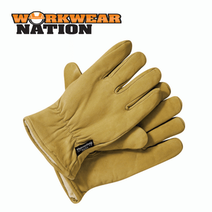 Dickies Lined Leather Work Gloves Tan Safety