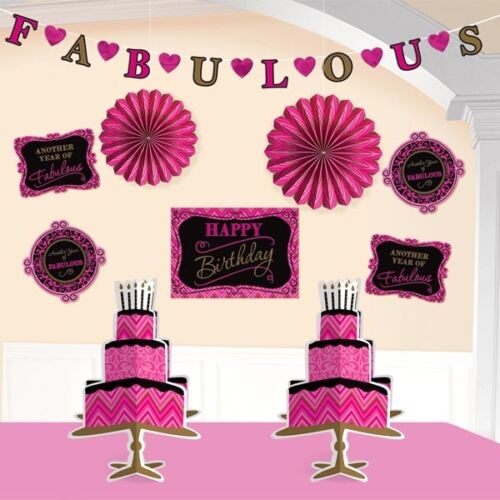 Raumdeko-Set Happy Birthday Fabulous in Pink 10 wunderschöne Teile