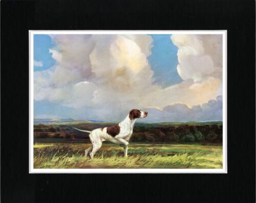 POINTER ENGLISH RURAL SCENE VINTAGE STYLE DOG ART PRINT READY MATTED