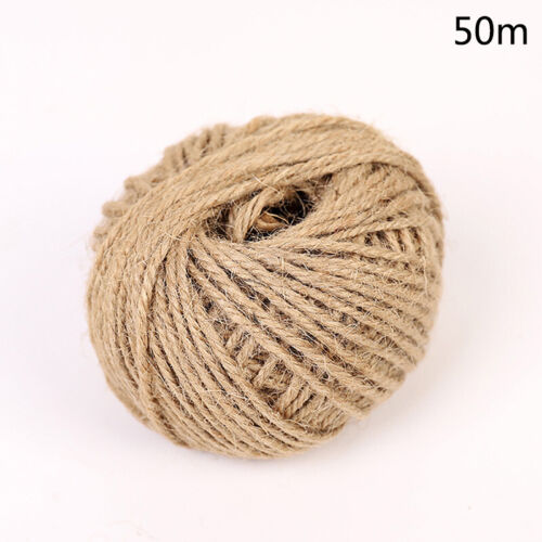 10/50/100m Jute Cord Burlap Rope Natural Twine String Crafts Decor 0.5/1.5/2mm