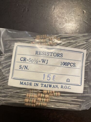 Details about  /  100 Pcs 15 Ohm 1//2 Watt Resistors 5/%