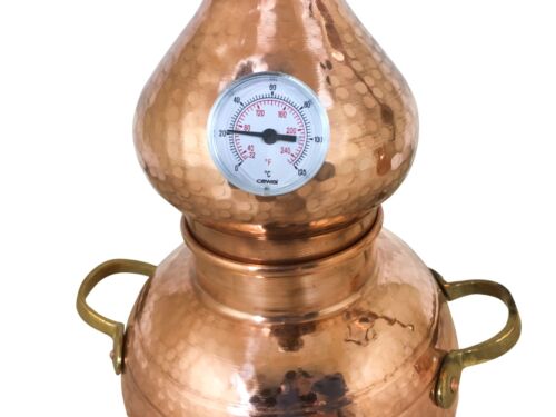 Premium Copper Moonshine & whiskey Alembic Still 3 L w/thermometer aprox 1Gallon 