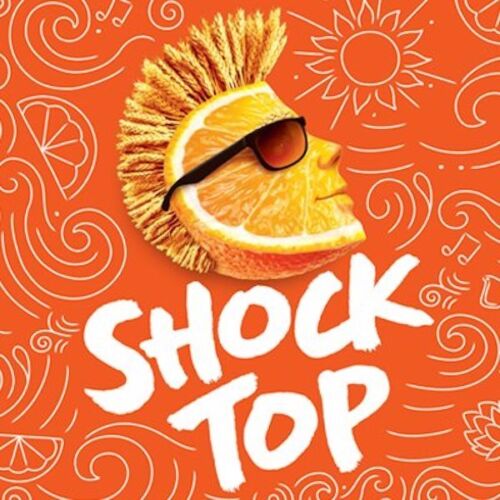 Shock Top Classic Orange /& Black Logo Plastic Sunglasses Dark Grey UV Lenses NEW