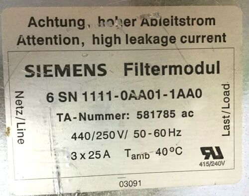 Siemens 6SN1111-0AA01-1AA0 NETZ/LINE 