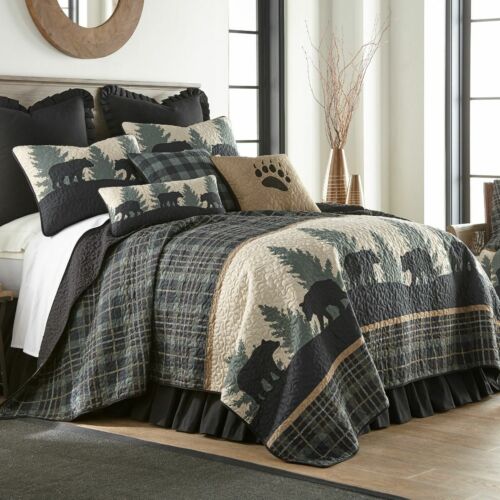 Donna Sharp Bear Walk Quilted Rustic Country Soft Polyester King 3-Piece Set