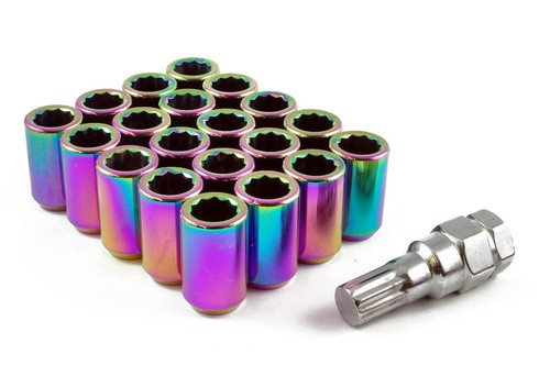 TUNER WHEEL NUTS STEEL NEO CHROME M12 x 1.5 fits MITSUBISHI EVO LANCER COLT
