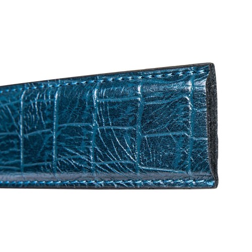 Genuine Leather Mens Replacement Belts Blue Emboss Ratchet Belts Without Buckle