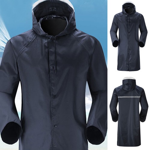 Raincoat Waterproof Men Lightweight Hooded Loose Fit Jacket Long Rain Coat Cover
