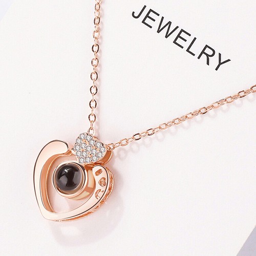 100 Languages Light Projection I Love You Heart Pendant Necklace Lover Jewelr FR