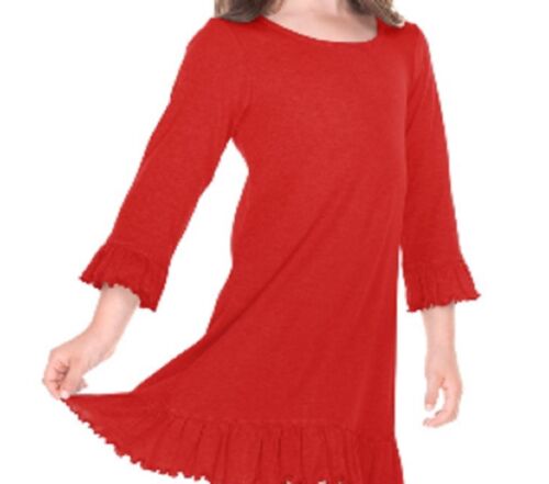 Ruffle Dress 3//4 Sleeve A-Line 6M-24M 3T-6X ALL SEASONS Cotton Adorable!