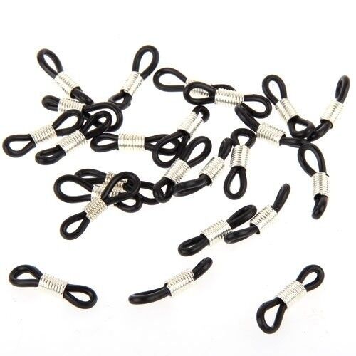 50pcs Clear Silver Gold Rubber Looped Ends Connectors for Eyeglass Holder 