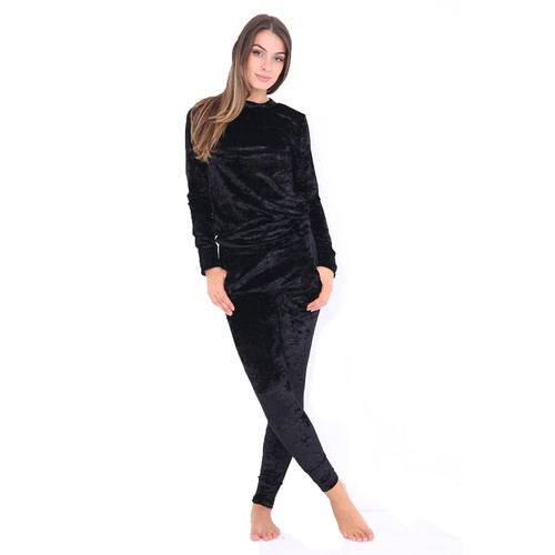 New Womens Crushed Velour Velvet Jogger Loungewear 2 Piece Co-ordinate Tracksuit