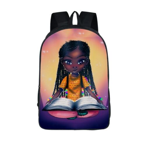 Afro African Beauty Black Princess Girls Waterproof School Backpack Shoulder Bag