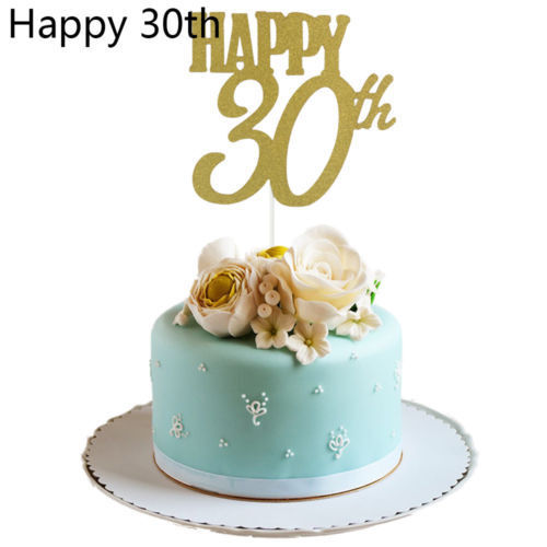 UK Glitter 30th Cake Topper Happy Birthday Anniversary Party Wedding Cake Decor