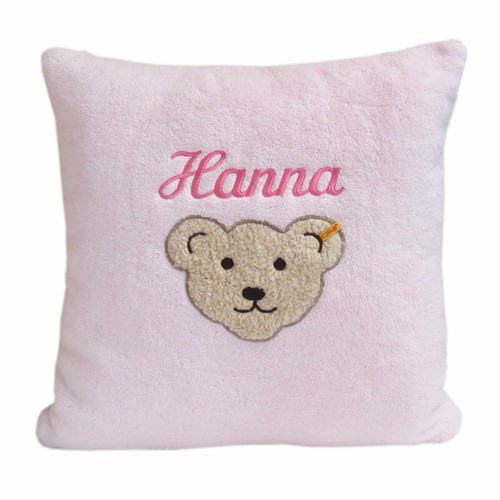 Steiff Frottier-Kissen mit Namen bestickt 40 cm x 40 cm Namenskissen für Kinder
