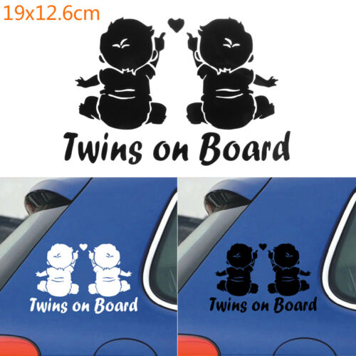 Cute Vinyl Car Window Decal Sticker Cute Cartoon Baby Stickers Twins on Board 