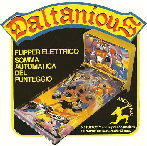 DALTANIOUS ADESIVO REPLICA DELLA PUBBLICITA/' DEL FLIPPER ELETTRICO DEGLI ANNI 80