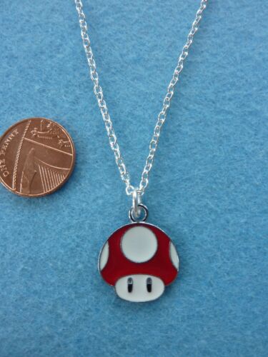 Super Mario Bros Mushroom Enamel Pendant Necklace 18" Birthday Gift # 151 