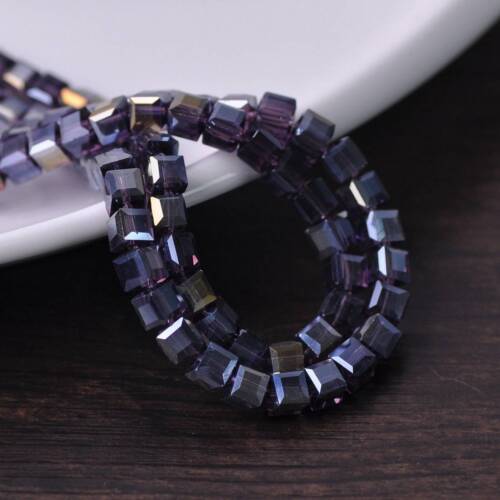 100pcs 6mm Cube Square Faceted Crystal Glass Loose Spacer Beads Jewelry DIY 