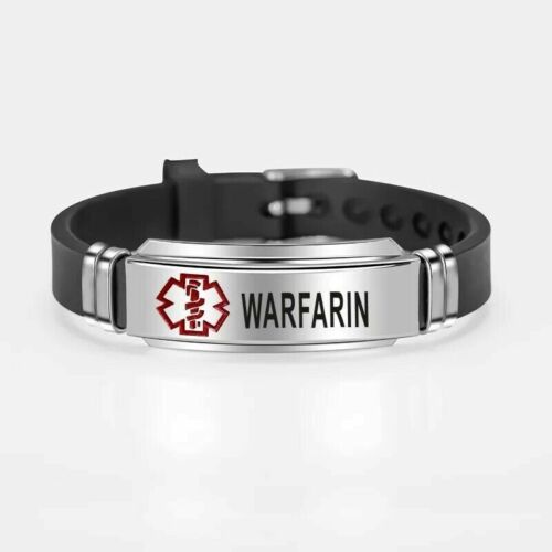 Blood Thinner & Warfarin Medical Alert Bracelets Stainless Steel Adjustable 