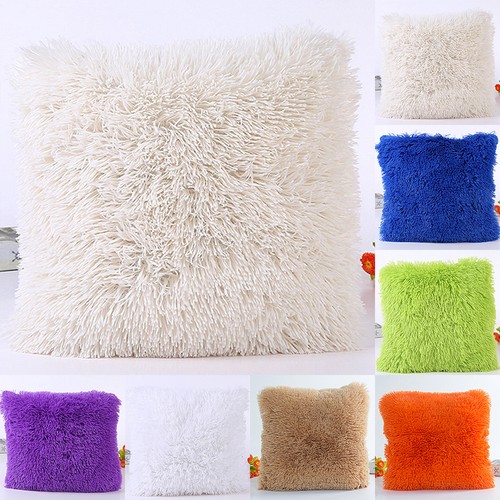18/" Soft Fur Long Plush Throw Pillow Cases Home Decor Sofa Waist Cushion Cover